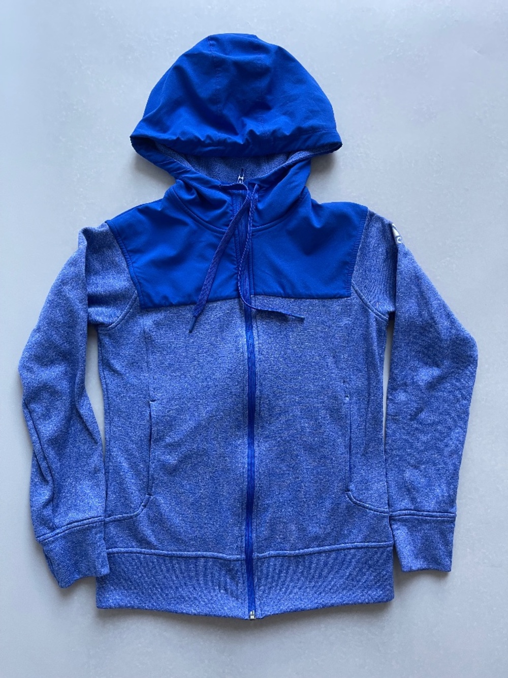 Adidas ClimaWarm Full Zip Hoodie Women’s Size S Blue Thumbhole Jacket
